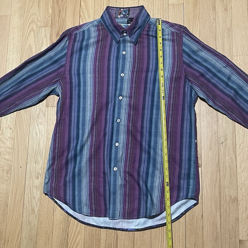 Robert Graham Button Down Shirt Size Multicolor Floral Cuffs Striped Size Medium - Picture 6 of 10
